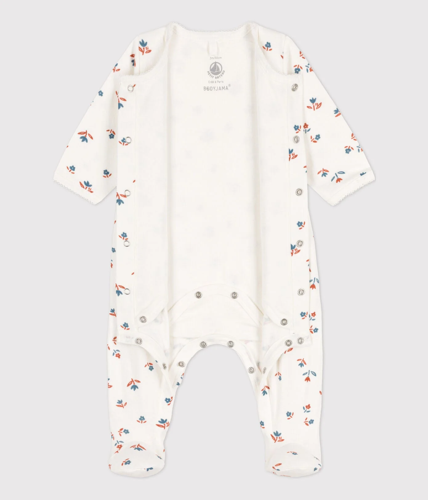 * Petit Bateau Baby Pyjama Tubic | Marshmallow Flowers - Image 3